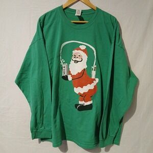 Bad Santa Christmas Holiday‎ Green Long Sleeve T-shirt 3x